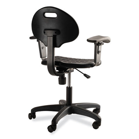 6700 Series Polyurethane Adjustable Height Task Chair With Arms, Supports 300 Lb, 16" To 21" Seat Height, Black Seat/base