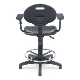 6700 Series Polyurethane Adj Height Task Chair W/arms, Supports Up To 300 Lb, 22" To 32" Seat Height, Black Seat, Black Base