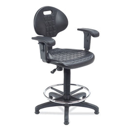 6700 Series Polyurethane Adj Height Task Chair W/arms, Supports Up To 300 Lb, 22" To 32" Seat Height, Black Seat, Black Base