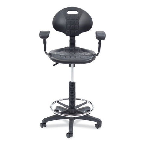 6700 Series Polyurethane Adj Height Task Chair W/arms, Supports Up To 300 Lb, 22" To 32" Seat Height, Black Seat, Black Base