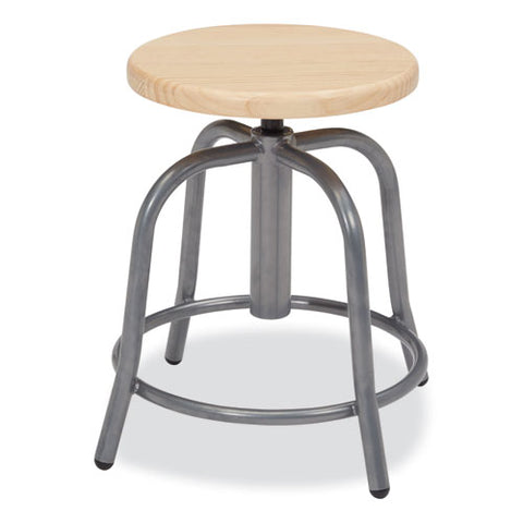 6800 Series Height Adjustable Wood Seat Swivel Stool, Supports Up To 300 Lb, 19" To 25" Seat Height, Maple Seat, Gray Base