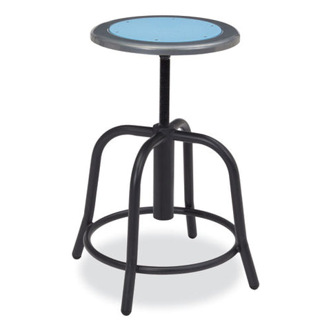 6800 Series Height Adjustable Metal Seat Stool, Supports Up To 300 Lb, 18" To 24" Seat Height, Blueberry Seat/black Base