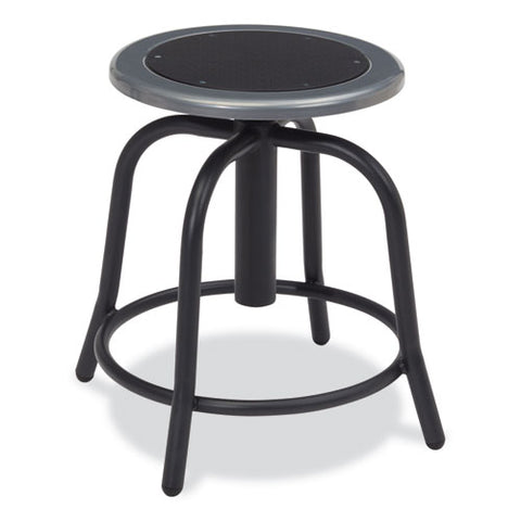 6800 Series Height Adjustable Metal Seat Swivel Stool, Supports Up To 300 Lb, 18" To 24" Seat Height, Black Seat/base