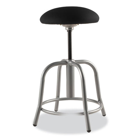 6800 Series Height Adjustable Fabric Seat Swivel Stool, Supports Up To 300 Lb, 18" To 25" Seat Height, Black Seat/gray Base