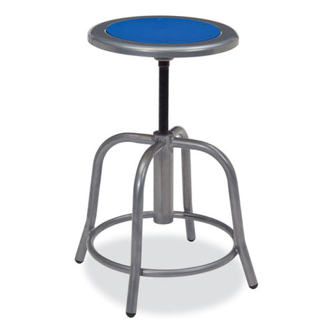 6800 Series Height Adjustable Metal Seat Stool, Supports Up To 300 Lb, 18" To 24" Seat Height, Persian Blue Seat/gray Base