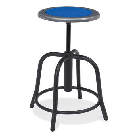 6800 Series Height Adjustable Metal Seat Stool, Supports Up To 300 Lb, 18" To 24" Seat Height, Persian Blue Seat/black Base