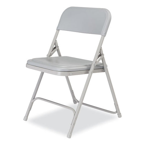 800 Series Premium Plastic Folding Chair, Supports Up To 500 Lb, 18" Seat Height, Gray Seat, Gray Back, Gray Base, 4/carton