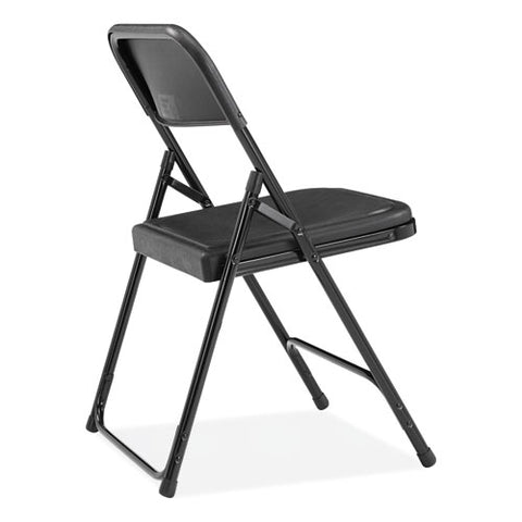 800 Series Plastic Folding Chair, Supports Up To 500 Lb, 18" Seat Height, Black Seat, Black Back, Black Base, 4/carton