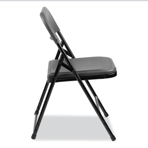 800 Series Plastic Folding Chair, Supports Up To 500 Lb, 18" Seat Height, Charcoal Seat, Charcoal Back, Black Base, 4/carton