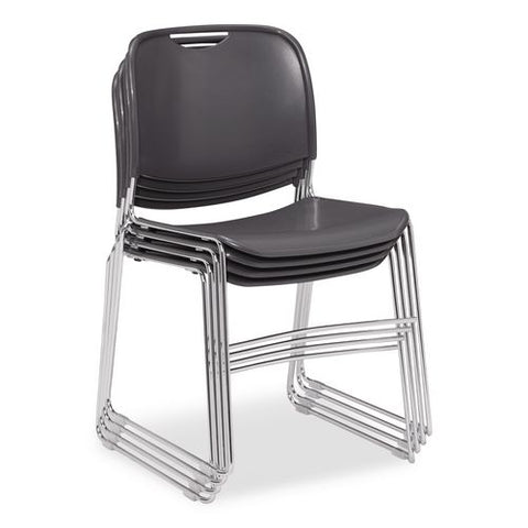 8500 Series Ultra-compact Plastic Stack Chair, Supports Up To 500 Lbs, 17" Seat Height, Gray Seat/back, Chrome Base, 4/pack