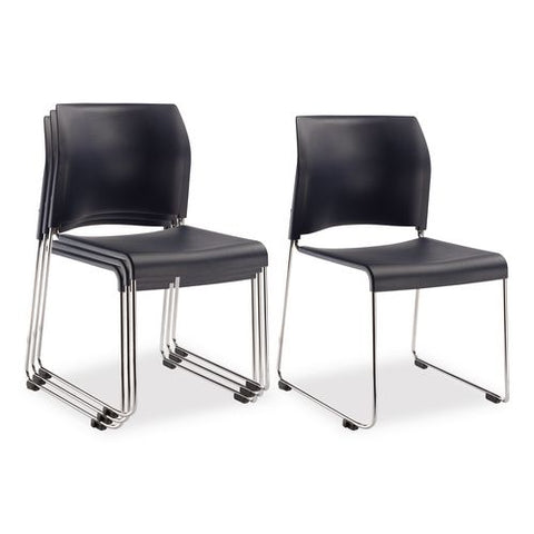 8800 Series Cafetorium Plastic Stack Chair, Supports Up To 500 Lb, 18" Seat Height, Blue Seat/back, Chrome Base, 4/pack