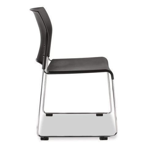 8800 Series Cafetorium Plastic Stack Chair, Supports Up To 500 Lb, 18" Seat Height, Black Seat/back, Chrome Base, 4/carton