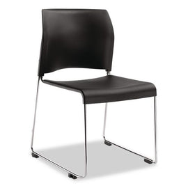 8800 Series Cafetorium Plastic Stack Chair, Supports Up To 500 Lb, 18" Seat Height, Black Seat/back, Chrome Base, 4/carton