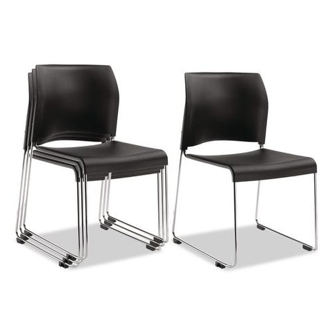 8800 Series Cafetorium Plastic Stack Chair, Supports Up To 500 Lb, 18" Seat Height, Black Seat/back, Chrome Base, 4/carton