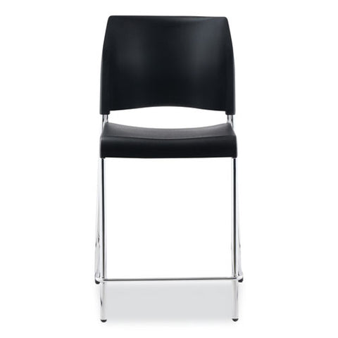 Cafetorium Counter Height Stool, Supports Up To 300 Lb, 24" Seat Height, Black Seat, Black Back, Chrome Base