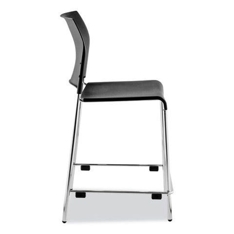 Cafetorium Counter Height Stool, Supports Up To 300 Lb, 24" Seat Height, Black Seat, Black Back, Chrome Base