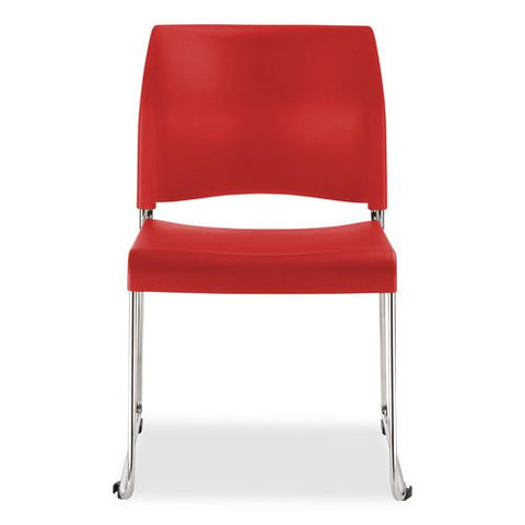 8800 Series Cafetorium Plastic Stack Chair, Supports Up To 500 Lb, 18" Seat Height, Red Seat, Red Back, Chrome Base, 4/carton