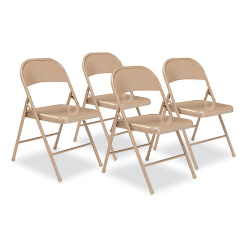 900 Series All-steel Folding Chair, Supports Up To 250 Lb, 17.75" Seat Height, Beige Seat, Beige Back, Beige Base, 4/carton