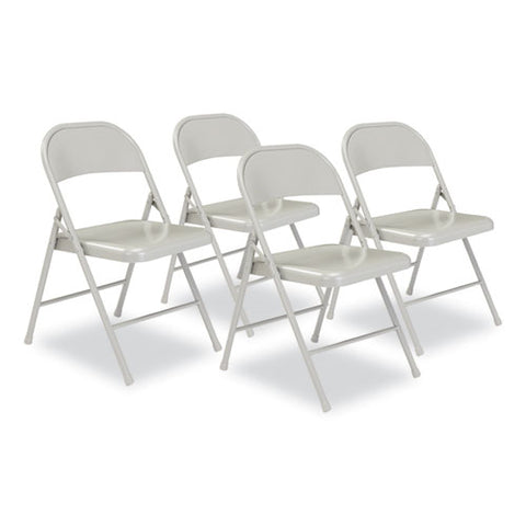 900 Series All-steel Folding Chair, Supports Up To 250 Lb, 17.75" Seat Height, Gray Seat, Gray Back, Gray Base, 4/cartpn