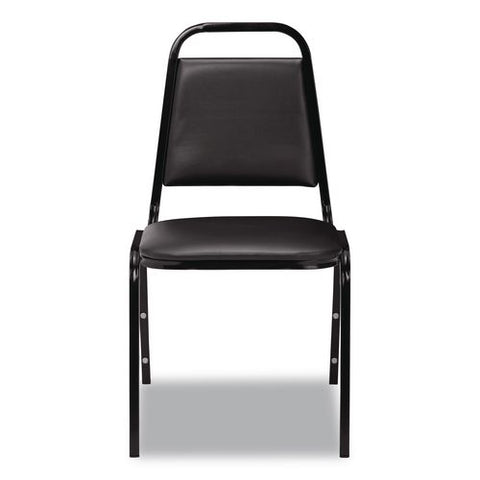 9100 Series Vinyl Upholstered Stack Chair, Supports Up To 300 Lbs, 18" Seat Height, Black Seat/back/base, 4/carton