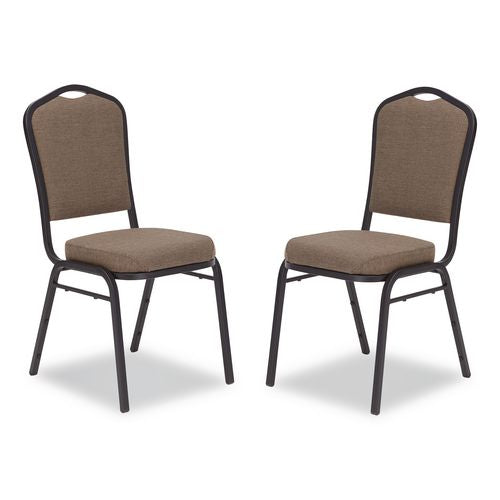 9300 Series Deluxe Upholstered Stack Chair, Fabric, Supports 500 Lb, 19" Seat Ht, Natural Taupe Seat/back, Black Base, 2/pack