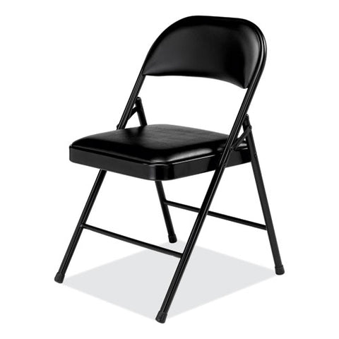 950 Series Vinyl Padded Steel Folding Chair, Supports Up To 250 Lb, 17.75" Seat Height, Black, 4/carton