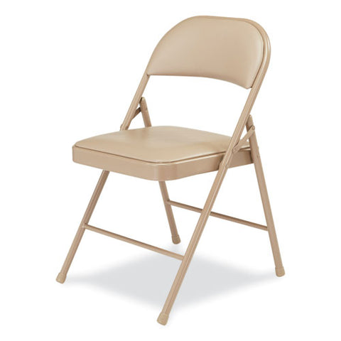 950 Series Vinyl Padded Steel Folding Chair, Supports Up To 250 Lb, 17.75" Seat Height, Beige, 4/carton