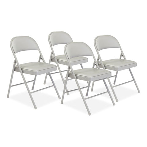 950 Series Vinyl Padded Steel Folding Chair, Supports Up To 250 Lb, 17.75" Seat Height, Gray, 4/carton