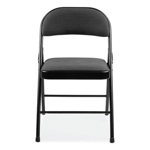 970 Series Fabric Padded Steel Folding Chair, Supports Up To 250 Lb, 17.75" Seat Height, Star Trail Black, 4/carton