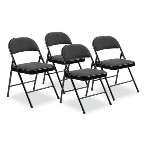 970 Series Fabric Padded Steel Folding Chair, Supports Up To 250 Lb, 17.75" Seat Height, Star Trail Black, 4/carton