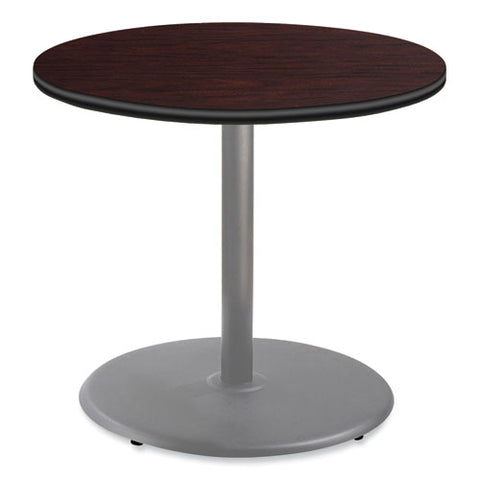 Cafe Table, 36" Diameter X 30h, Round Top/base, Mahogany Top, Gray Base