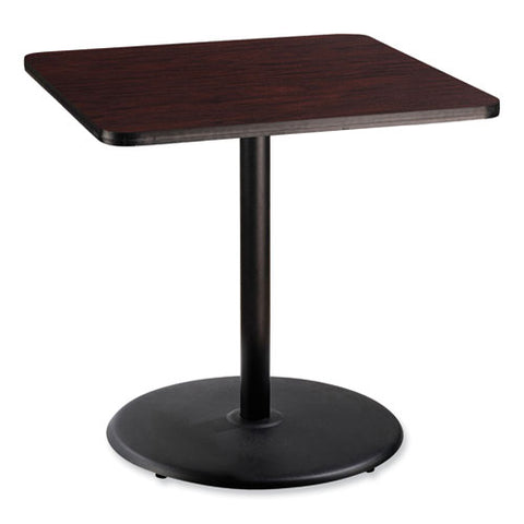 Cafe Table, 36w X 36d X 36h, Square Top/round Base, Mahogany Top, Black Base