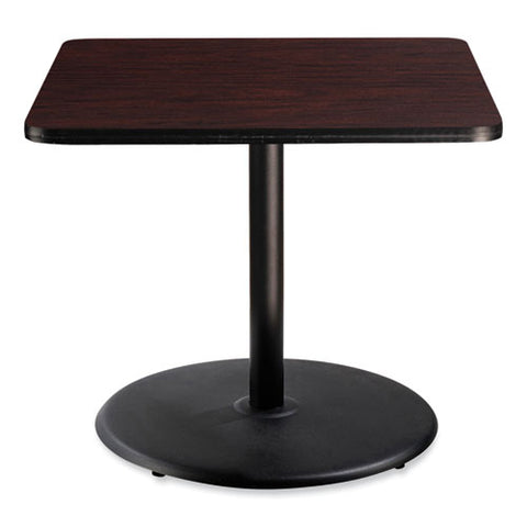 Cafe Table, 36w X 36d X 30h, Square Top/round Base, Mahogany Top, Black Base