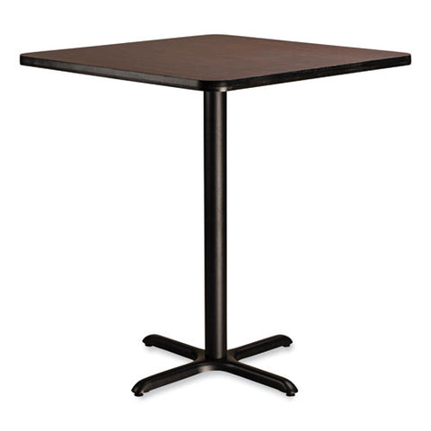 Cafe Table, 36w X 36d X 42h, Square Top/x-base, Mahogany Top, Black Base