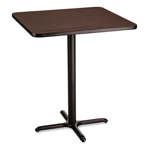 Cafe Table, 36w X 36d X 42h, Square Top/x-base, Mahogany Top, Black Base