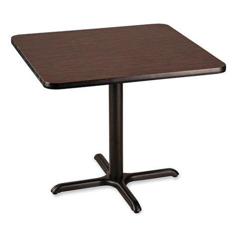 Cafe Table, 36w X 36d X 30h, Square Top/x-base, Mahogany Top, Black Base