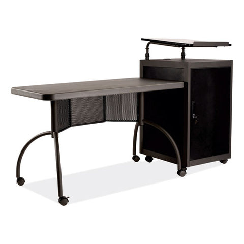 Teacher's Workpod Desk And Lectern Kit, 68" X 24" X 41", Charcoal Gray