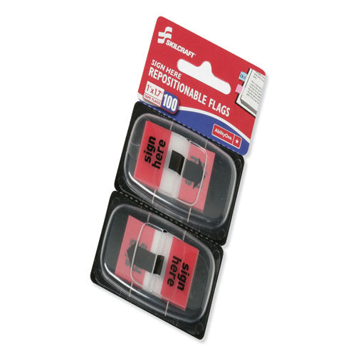 7510013892262, Skilcraft Page Flags, 1 X 1.75, Red, Sign Here, 50 Flags/dispenser, 2 Dispensers/pack