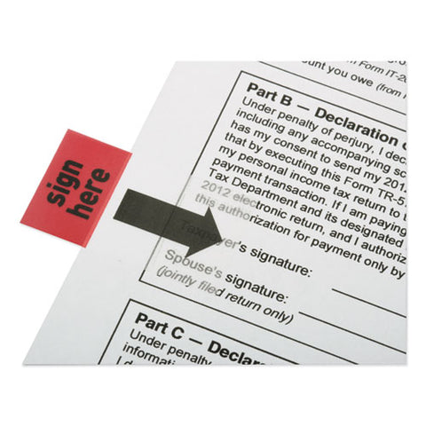 7510013892262, Skilcraft Page Flags, 1 X 1.75, Red, Sign Here, 50 Flags/dispenser, 2 Dispensers/pack