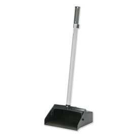 7290014606663, Skilcraft Lobby Dustpan, 12 X 11 Hopper, 32" Aluminum Handle, Black/silver
