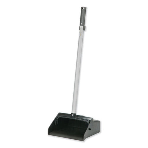 7290014606663, Skilcraft Lobby Dustpan, 12 X 11 Hopper, 32" Aluminum Handle, Black/silver