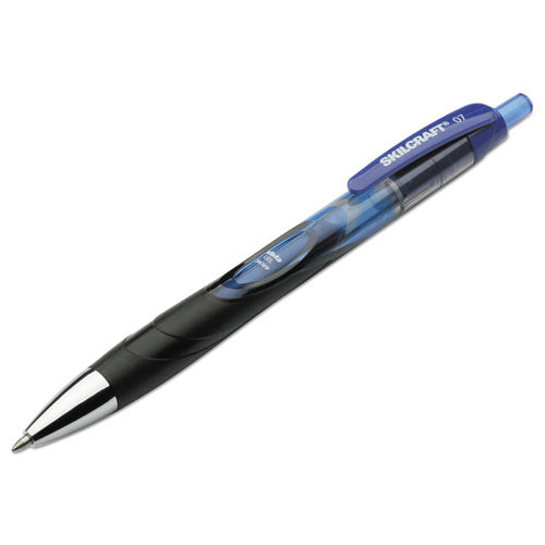7520015745971, Skilcraft Vista Secure Gel Pen, Retractable, Medium 0.7 Mm, Blue Ink, Translucent Blue/black Barrel, 3/pack