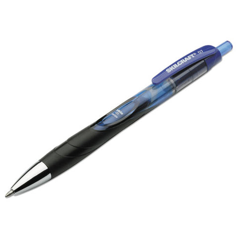 7520015745971, Skilcraft Vista Secure Gel Pen, Retractable, Medium 0.7 Mm, Blue Ink, Translucent Blue/black Barrel, 3/pack