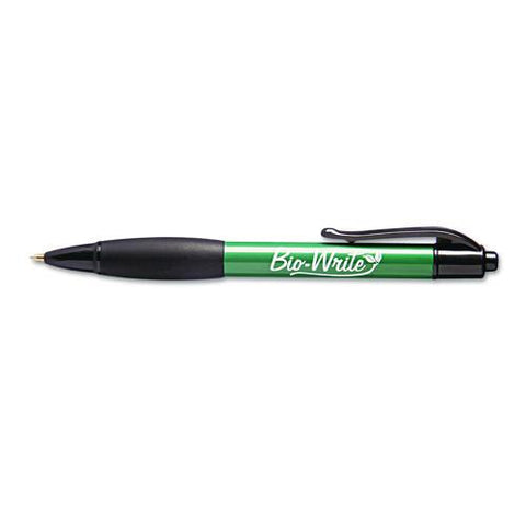 7520015789307, Skilcraft Bio-write Ballpoint Pen, Retractable, Medium 1 Mm, Black Ink, Green Barrel, Dozen