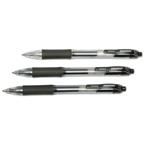 7520016471706, Skilcraft Gel Pen, Retractable, Fine 0.5 Mm, Black Ink, Clear/black Barrel, Dozen
