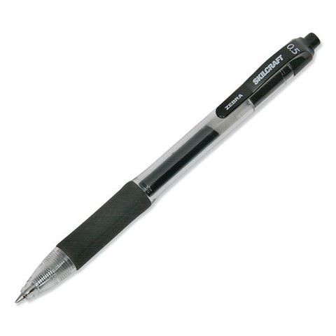 7520016471706, Skilcraft Gel Pen, Retractable, Fine 0.5 Mm, Black Ink, Clear/black Barrel, Dozen