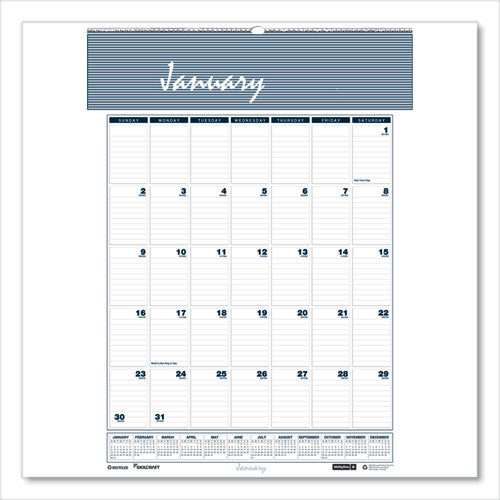 7510016935083, Skilcraft 12-month Wall Calendar, 8.5 X 11, White/blue/gray Sheets, 12-month (jan To Dec): 2026