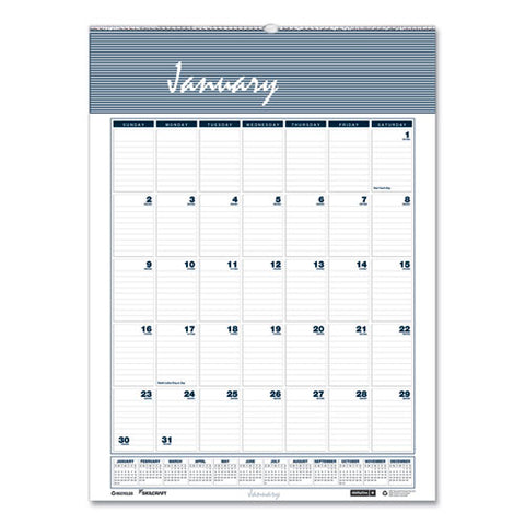 7510016935087, Skilcraft 12-month Wall Calendar, 15.5 X 22, White/blue/gray Sheets, 12-month (jan To Dec): 2026