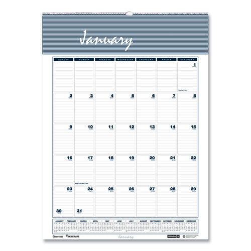 7510016935101, Skilcraft 12-month Wall Calendar, 12 X 17, White/blue/gray Sheets, 12-month (jan To Dec): 2026