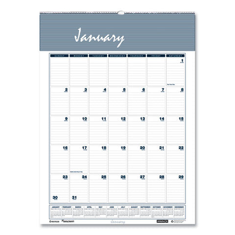 7510016935101, Skilcraft 12-month Wall Calendar, 12 X 17, White/blue/gray Sheets, 12-month (jan To Dec): 2026